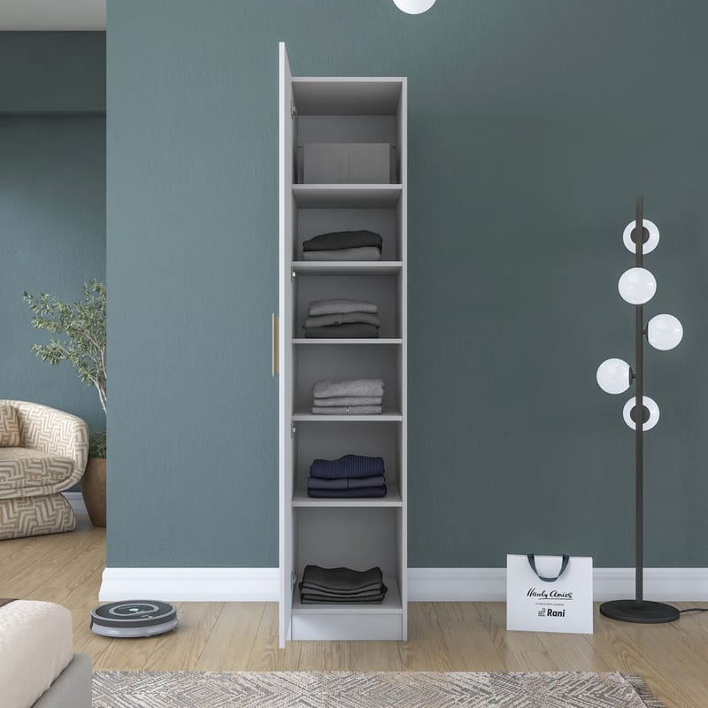 Keldan Garderob 45x210x45 cm - Vit - Förvaring - Klädförvaring - Garderob & garderobssystem - Klädskåp & fristående garderob