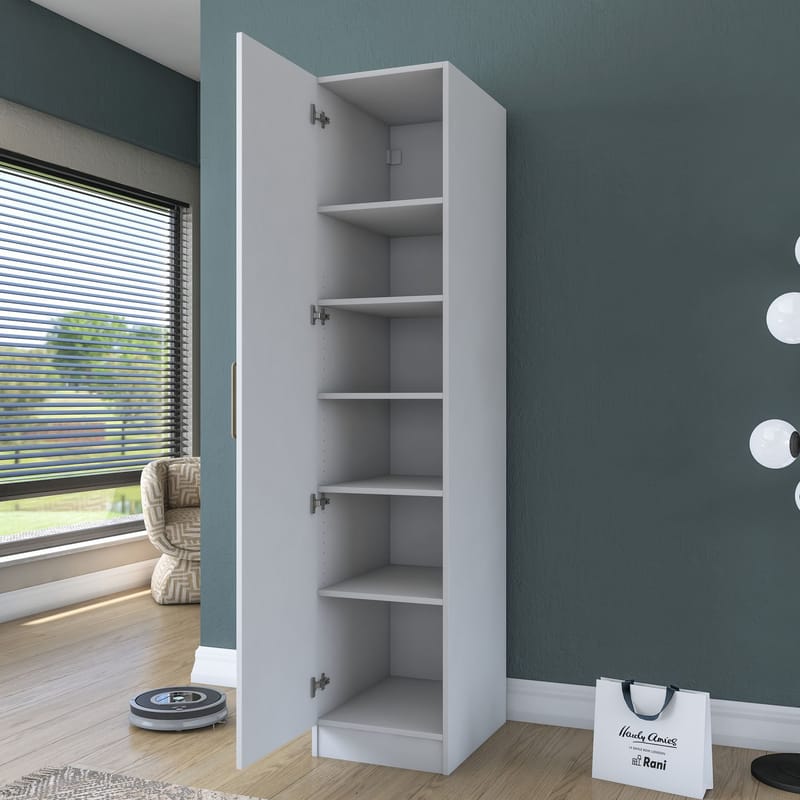 Keldan Garderob 45x210x45 cm - Vit - Förvaring - Klädförvaring - Garderob & garderobssystem - Klädskåp & fristående garderob