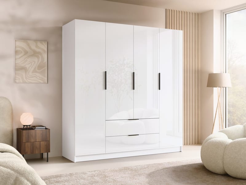 Kelros garderob 200x216 cm - Svart, vit - Förvaring - Klädförvaring - Garderob & garderobssystem - Klädskåp & fristående garderob