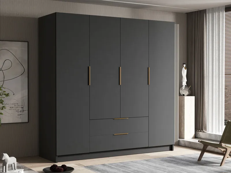 Kelros Garderob 200x216 cm - Svart - Förvaring - Klädförvaring - Garderob & garderobssystem