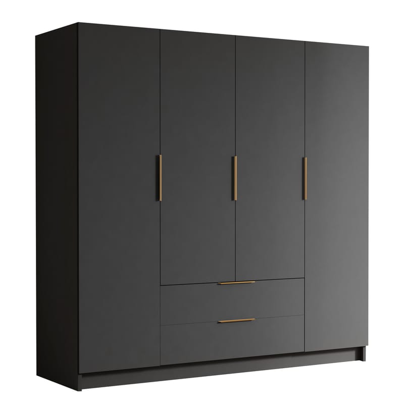 Kelros Garderob 200x216 cm - Svart - Förvaring - Klädförvaring - Garderob & garderobssystem