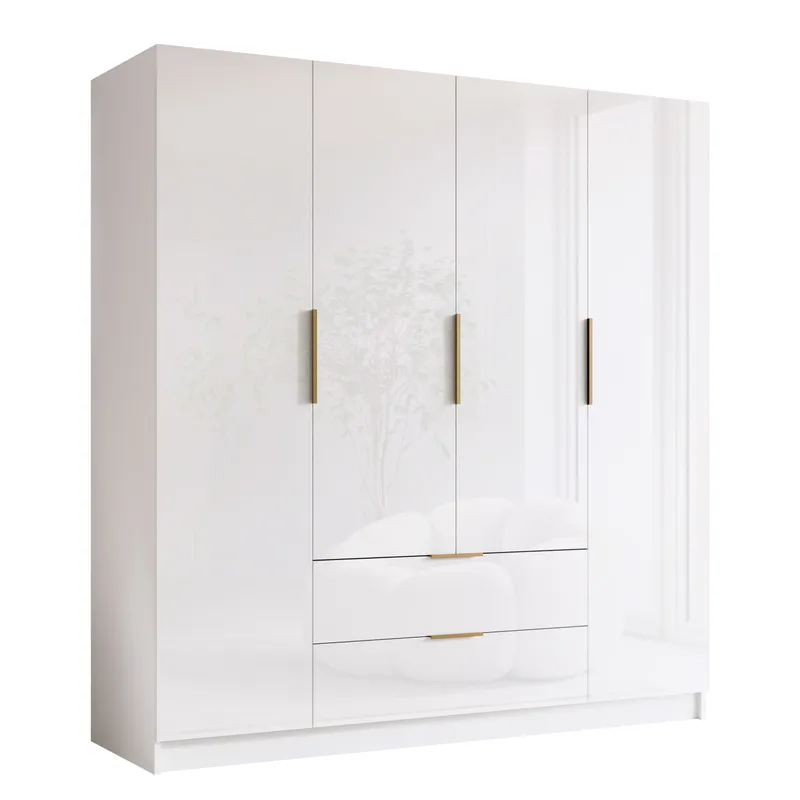 Kelros garderob 200x216 cm, Vit/Guld