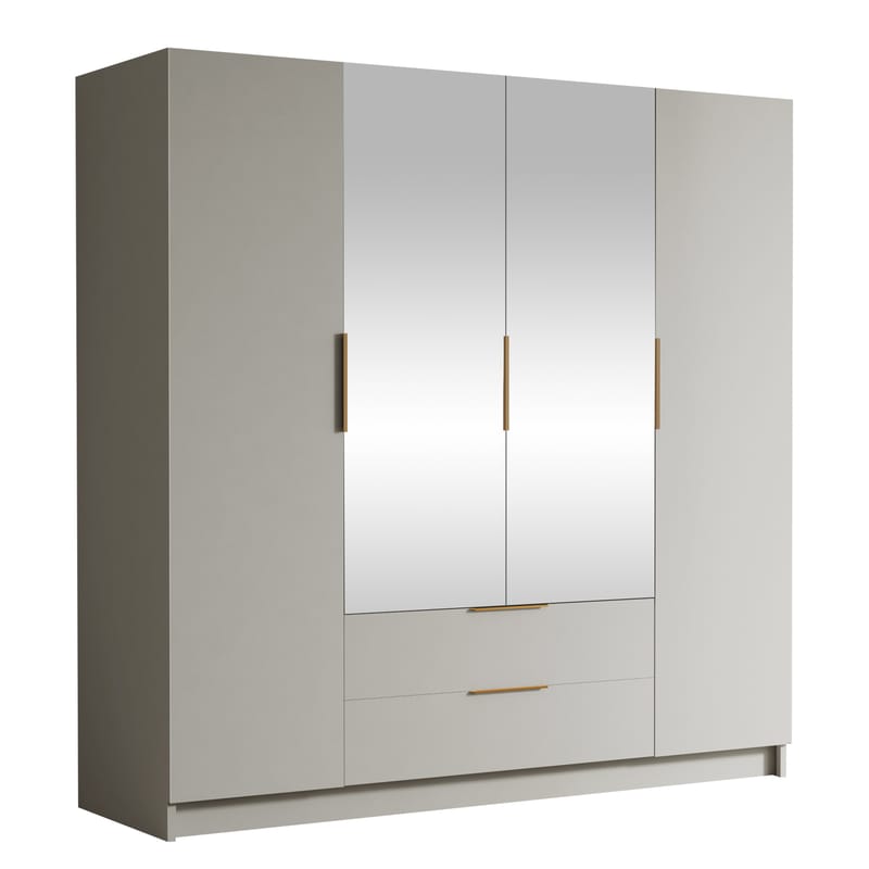 Kelros Garderob med Spegel 200x216 cm - Beige - Förvaring - Klädförvaring - Garderob & garderobssystem
