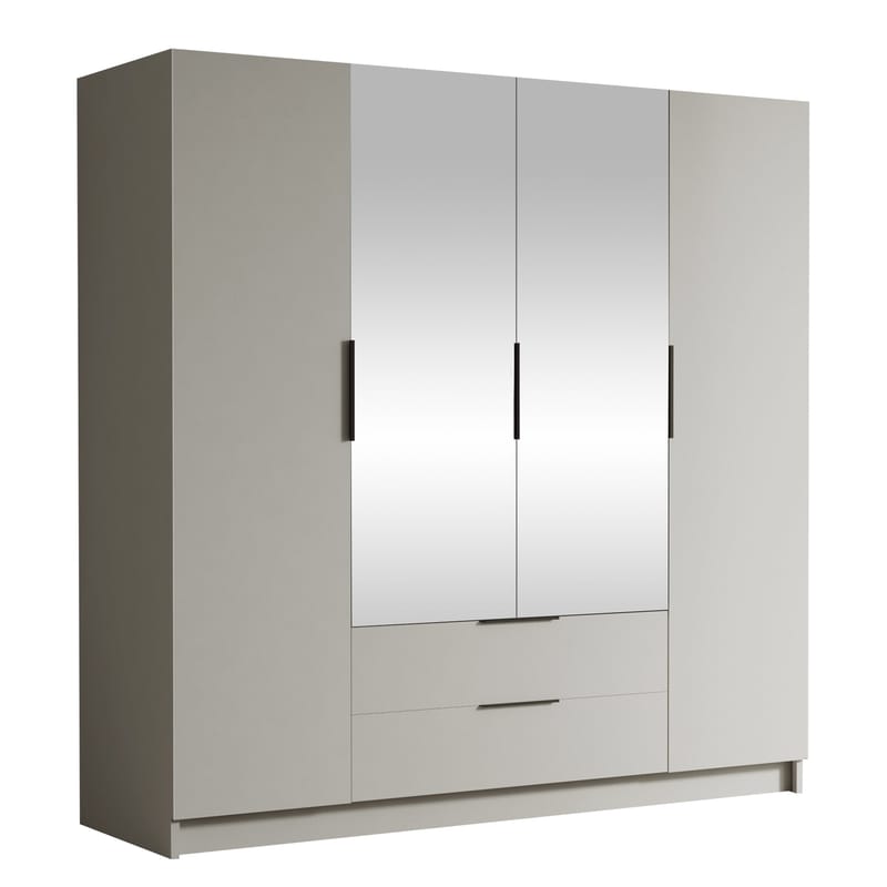 Kelros Garderob med Spegel 200x216 cm - Beige - Förvaring - Klädförvaring - Garderob & garderobssystem