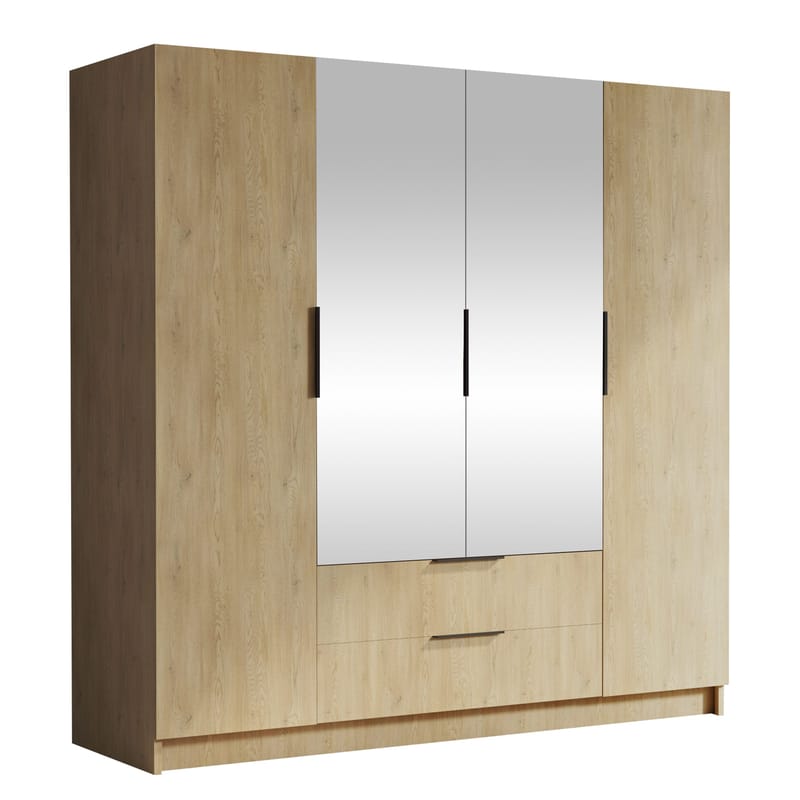 Kelros Garderob med Spegel 200x216 cm - Brun - Förvaring - Klädförvaring - Garderob & garderobssystem