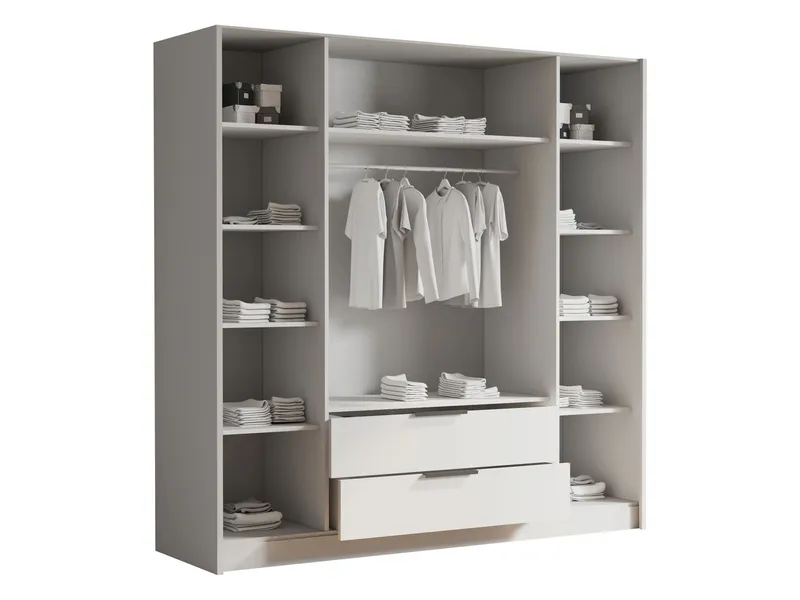 Kelros garderob med spegel 200x216 cm - Svart, vit - Förvaring - Klädförvaring - Garderob & garderobssystem