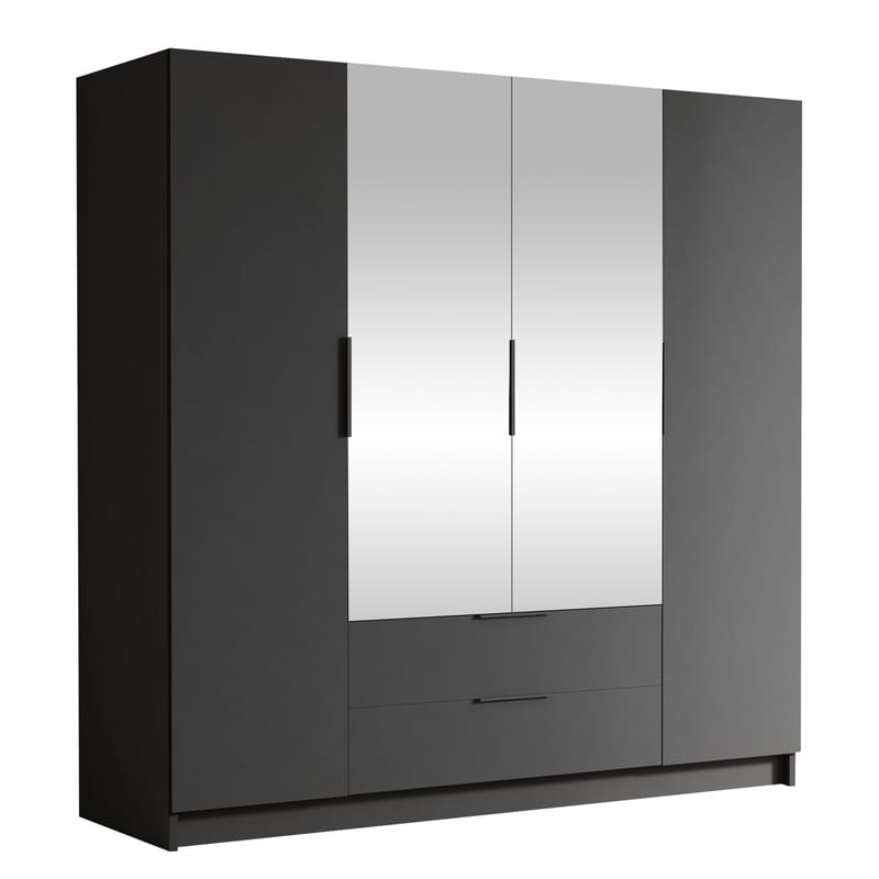 Kelros Garderob med Spegel 200x216 cm - Svart - Förvaring - Klädförvaring - Garderob & garderobssystem