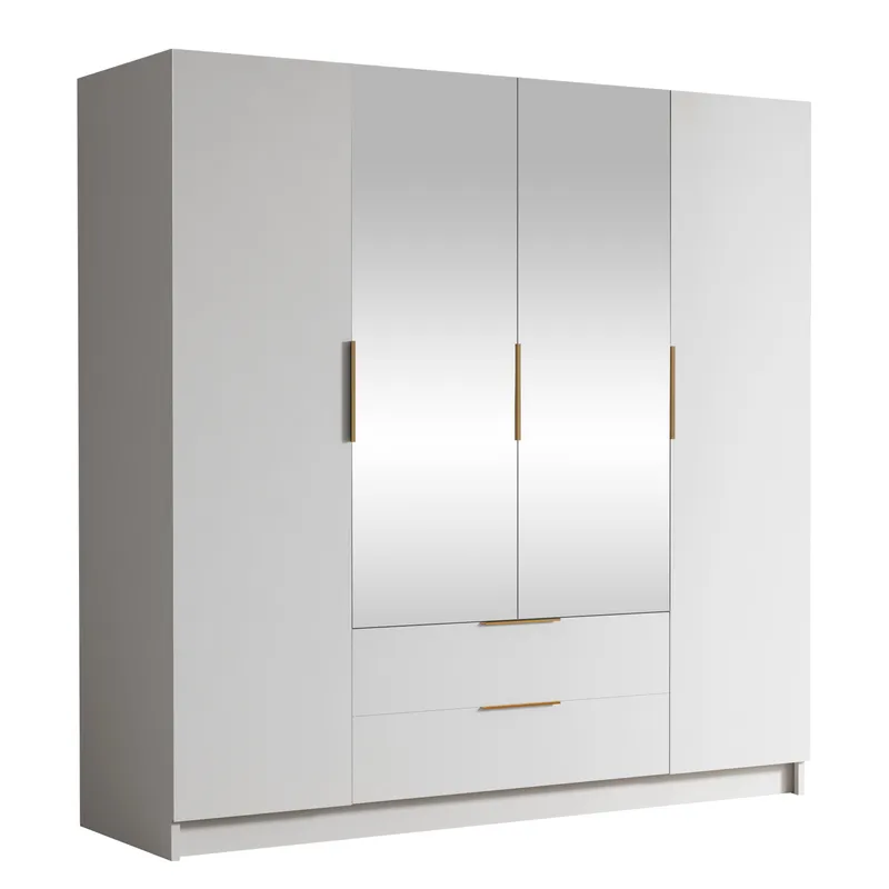 Kelros Garderob med Spegel 200x216 cm - Vit - Förvaring - Klädförvaring - Garderob & garderobssystem