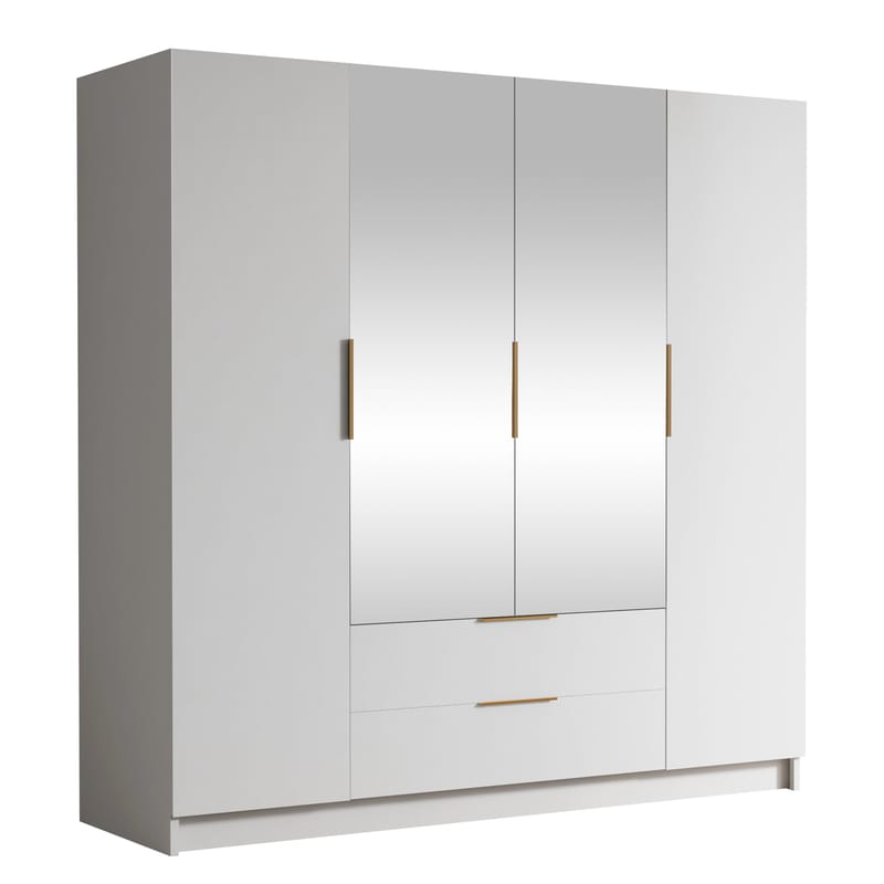 Kelros Garderob med Spegel 200x216 cm - Vit - Förvaring - Klädförvaring - Garderob & garderobssystem