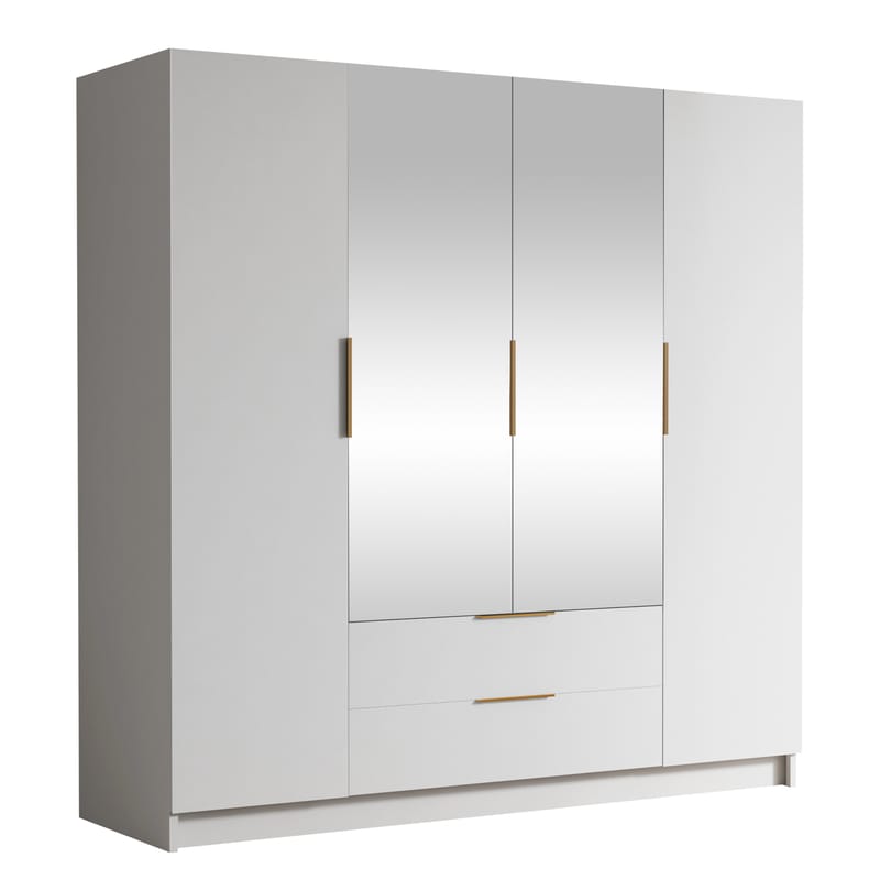 Kelros Garderob med Spegel 200x216 cm, Vit