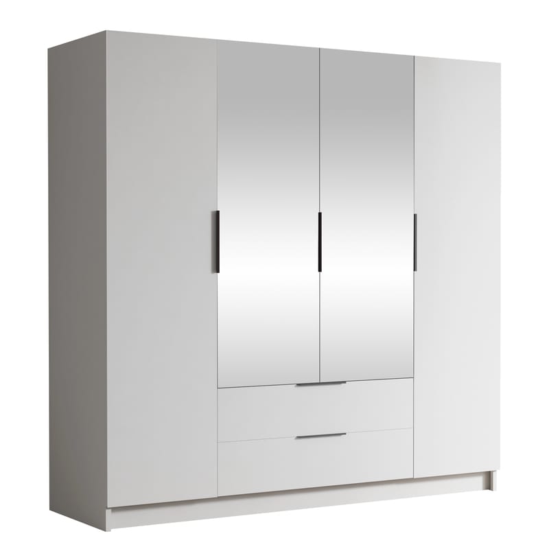 Kelros Garderob med Spegel 200x216 cm, Vit