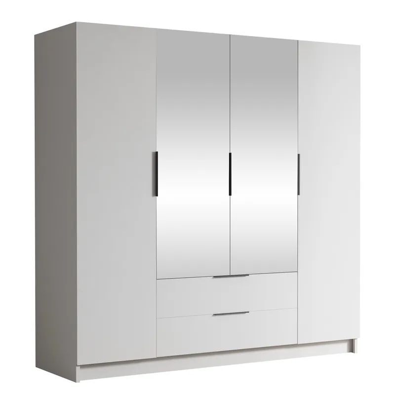 Kelros Garderob med Spegel 200x216 cm - Vit - Förvaring - Klädförvaring - Garderob & garderobssystem