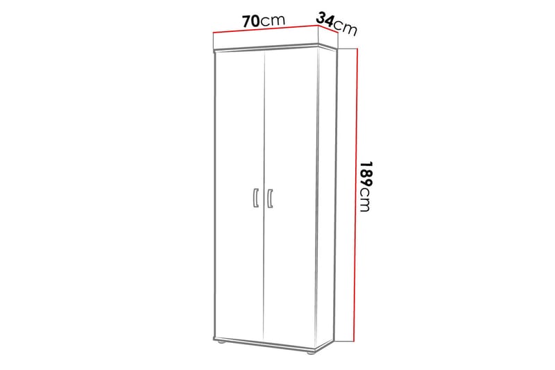 Kelvy Garderob 70x34 cm - Ek - Garderob & garderobssystem - Klädskåp & fristående garderob