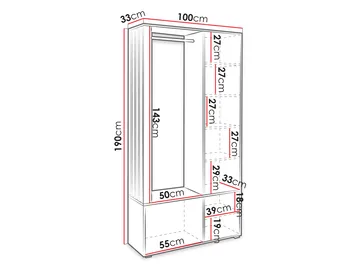 Kennard Garderob med spegel 100 cm - brun - Förvaring - Klädförvaring - Garderob & garderobssystem