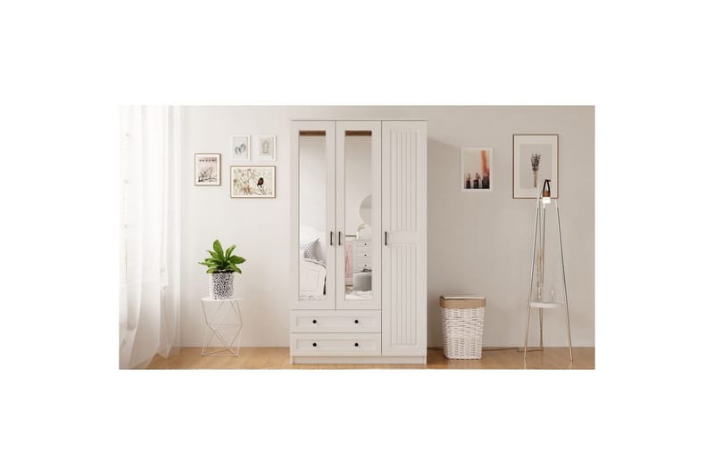 Kesra Garderobsskåp 105x184 cm - Matt Vit - Förvaring - Klädförvaring - Garderob & garderobssystem