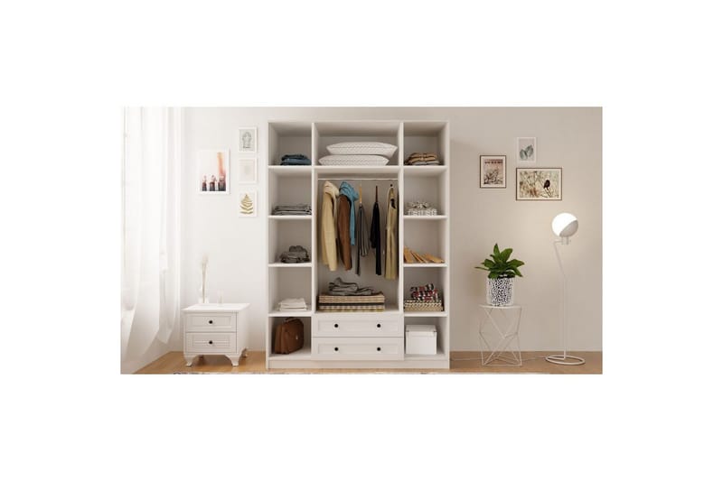 Kesra Garderobsskåp 140x184 cm - Matt Vit - Förvaring - Klädförvaring - Garderob & garderobssystem - Klädskåp & fristående garderob