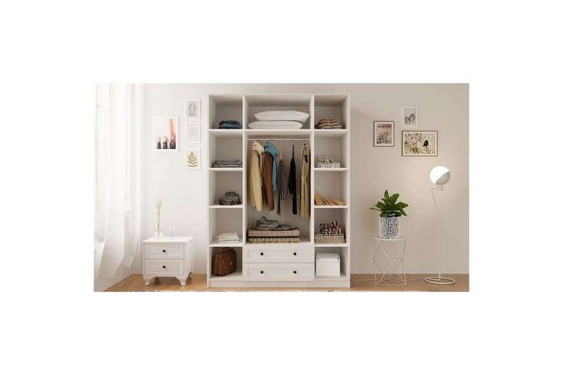Kesra Garderobsskåp 140x184 cm - Matt Vit - Förvaring - Klädförvaring - Garderob & garderobssystem - Klädskåp & fristående garderob