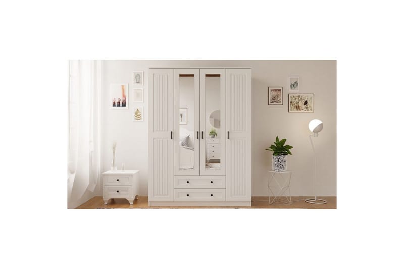 Kesra Garderobsskåp 140x184 cm - Matt Vit - Förvaring - Klädförvaring - Garderob & garderobssystem