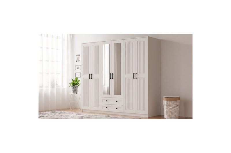 Kesra Garderobsskåp 210x184 cm - Matt Vit - Förvaring - Klädförvaring - Garderob & garderobssystem - Klädskåp & fristående garderob