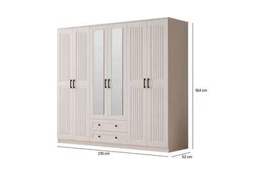 Kesra Garderobsskåp 210x184 cm - Matt Vit - Förvaring - Klädförvaring - Garderob & garderobssystem