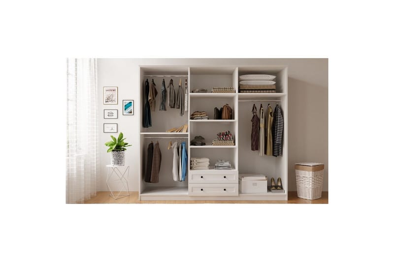 Kesra Garderobsskåp 210x184 cm - Matt Vit - Förvaring - Klädförvaring - Garderob & garderobssystem - Klädskåp & fristående garderob