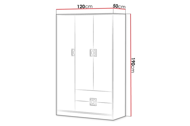 Klacksberg Garderob 120x50x190 cm - Ljus Ek/Vit - Förvaring - Klädförvaring - Garderob & garderobssystem