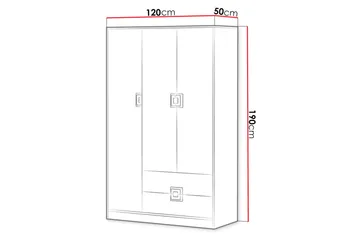 Klacksberg Garderob 120x50x190 cm - Ljus Ek/Vit - Förvaring - Klädförvaring - Garderob & garderobssystem