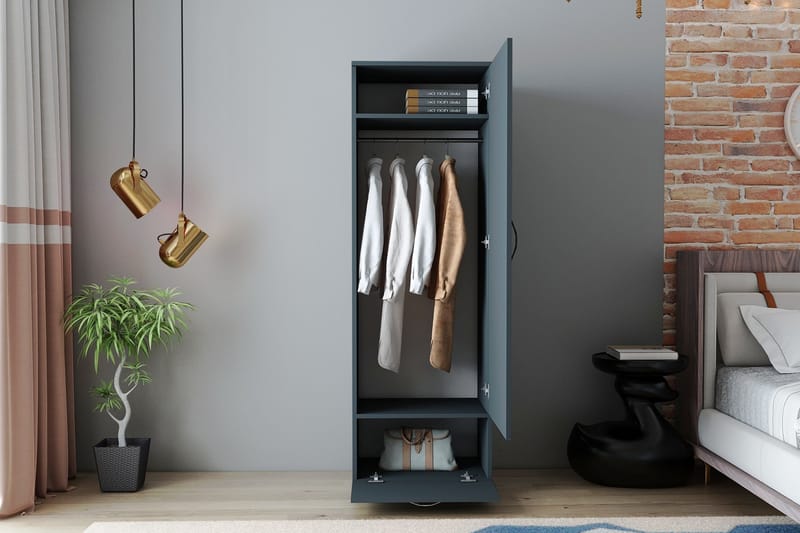 Kleoo Garderob 50x187 cm Antracit - Hanah Home - Förvaring - Klädförvaring - Garderob & garderobssystem
