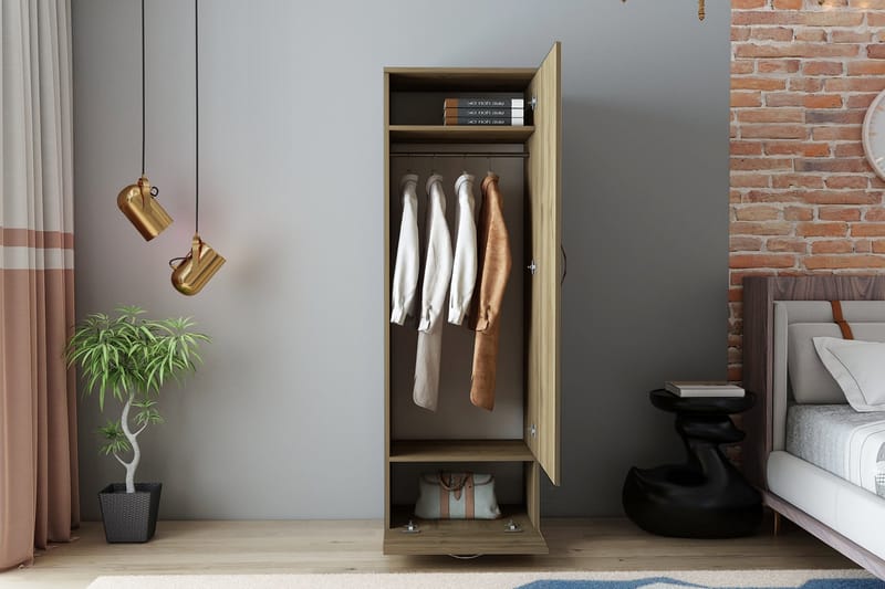 Kleoo Garderob 50x187 cm Brun - Hanah Home - Förvaring - Klädförvaring - Garderob & garderobssystem