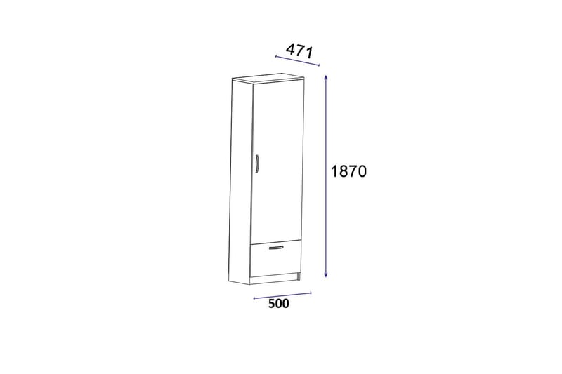 Kleoo Garderob 50x187 cm Vit - Hanah Home - Garderob & garderobssystem - Klädskåp & fristående garderob