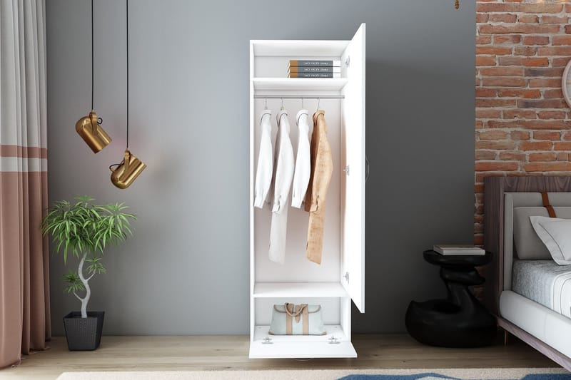 Kleoo Garderob 50x187 cm Vit - Hanah Home - Garderob & garderobssystem - Klädskåp & fristående garderob