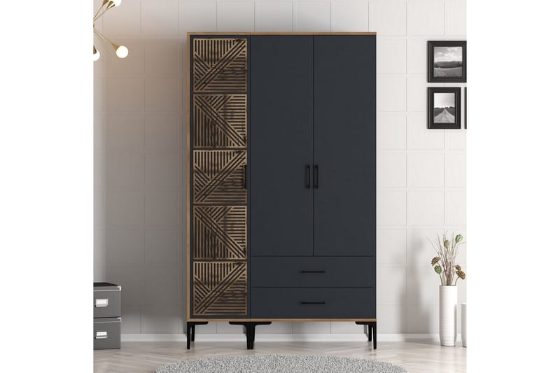 Kumsal Garderob 120 cm - Antracit - Förvaring - Klädförvaring - Garderob & garderobssystem