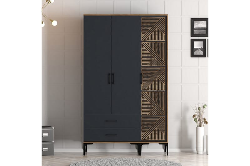 Kumsal Garderob 120 cm - Antracit - Förvaring - Klädförvaring - Garderob & garderobssystem