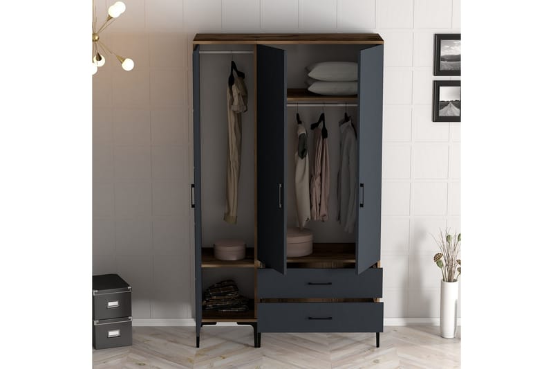 Kumsal Garderob 120 cm - Antracit - Förvaring - Klädförvaring - Garderob & garderobssystem