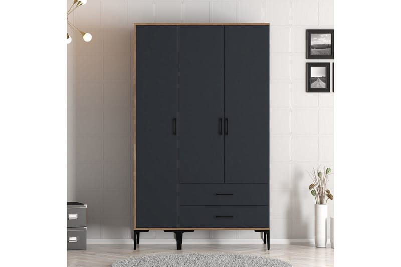 Kumsal Garderob 120 cm - Antracit - Förvaring - Klädförvaring - Garderob & garderobssystem