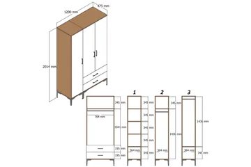Kumsal Garderob 120 cm - Brun/Vit - Förvaring - Klädförvaring - Garderob & garderobssystem
