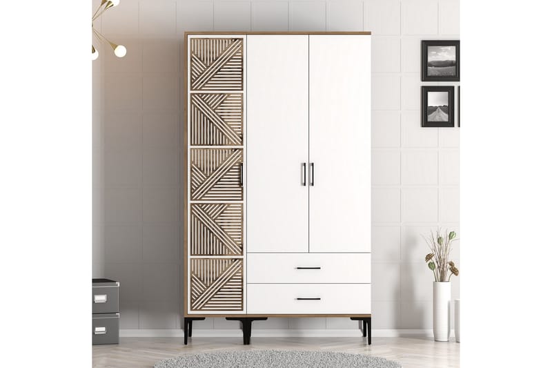 Kumsal Garderob 120 cm - Brun/Vit - Förvaring - Klädförvaring - Garderob & garderobssystem