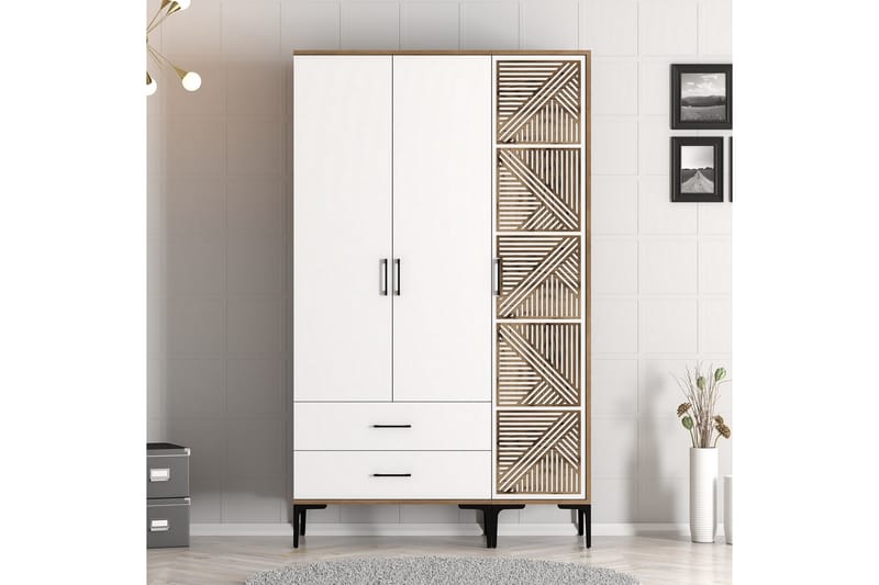 Kumsal Garderob 120 cm - Brun/Vit - Förvaring - Klädförvaring - Garderob & garderobssystem