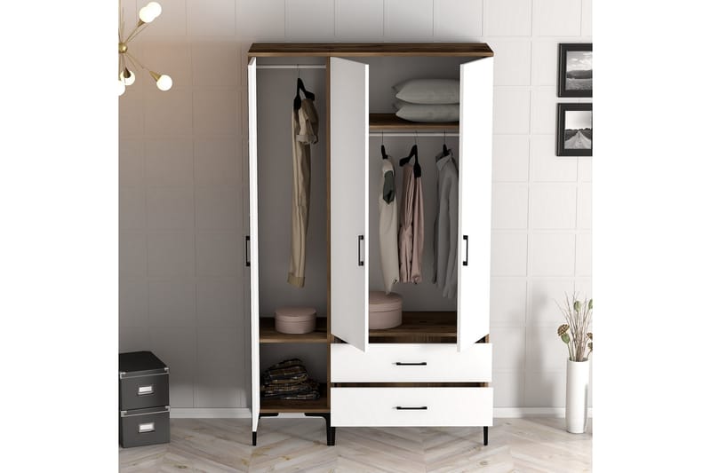 Kumsal Garderob 120 cm - Brun/Vit - Förvaring - Klädförvaring - Garderob & garderobssystem