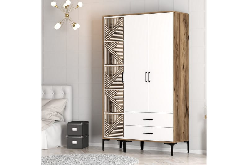 Kumsal Garderob 120 cm - Brun/Vit - Förvaring - Klädförvaring - Garderob & garderobssystem
