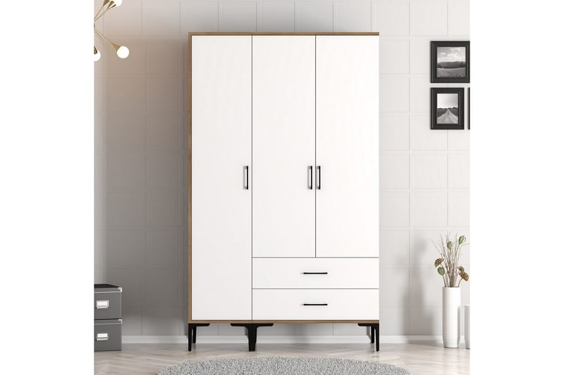 Kumsal Garderob 120 cm - Brun/Vit - Förvaring - Klädförvaring - Garderob & garderobssystem