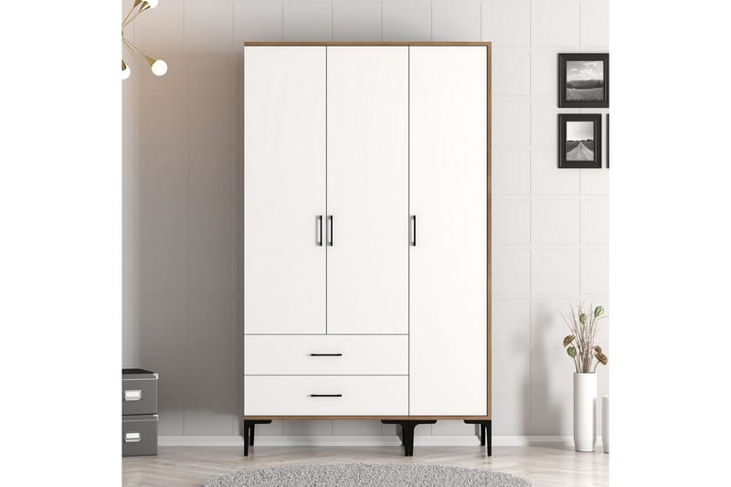 Kumsal Garderob 120 cm - Brun/Vit - Förvaring - Klädförvaring - Garderob & garderobssystem