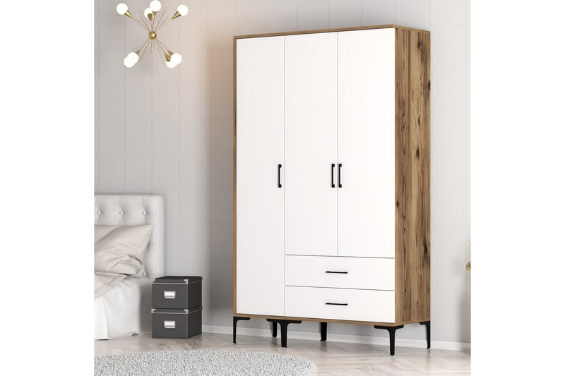 Kumsal Garderob 120 cm - Brun/Vit - Förvaring - Klädförvaring - Garderob & garderobssystem
