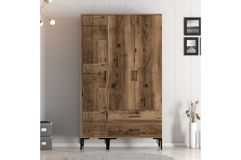 Kumsal Garderob 120 cm - Valnöt - Förvaring - Klädförvaring - Garderob & garderobssystem