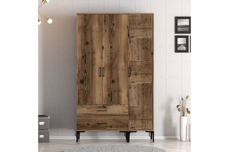 Kumsal Garderob 120 cm - Valnöt - Förvaring - Klädförvaring - Garderob & garderobssystem