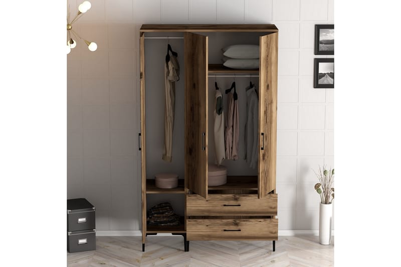 Kumsal Garderob 120 cm - Valnöt - Förvaring - Klädförvaring - Garderob & garderobssystem