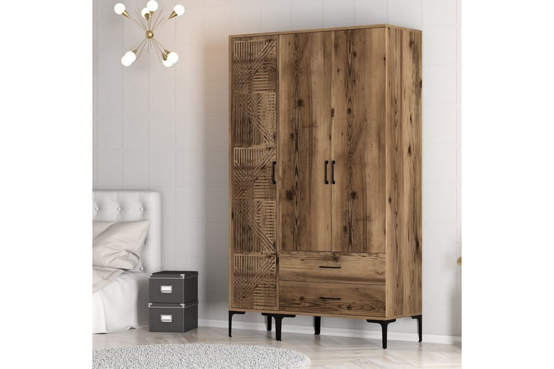 Kumsal Garderob 120 cm - Valnöt - Förvaring - Klädförvaring - Garderob & garderobssystem