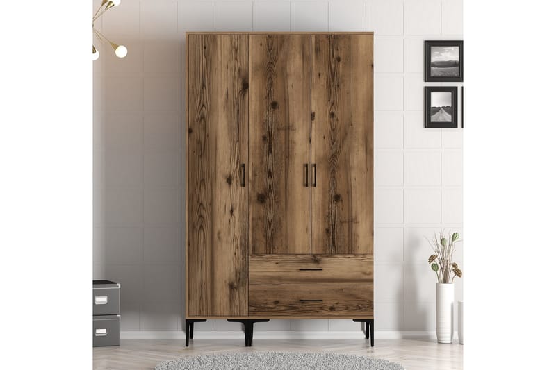 Kumsal Garderob 120 cm - Valnöt - Förvaring - Klädförvaring - Garderob & garderobssystem