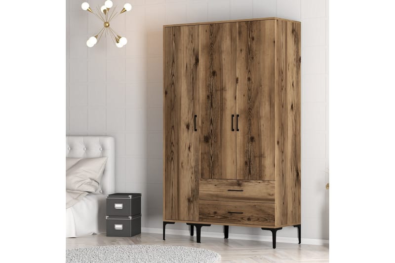 Kumsal Garderob 120 cm - Valnöt - Förvaring - Klädförvaring - Garderob & garderobssystem