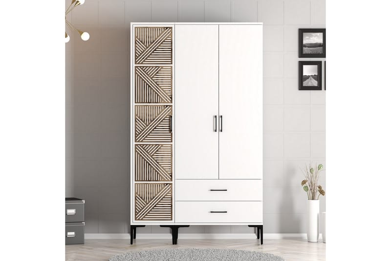 Kumsal Garderob 120 cm - Vit - Förvaring - Klädförvaring - Garderob & garderobssystem